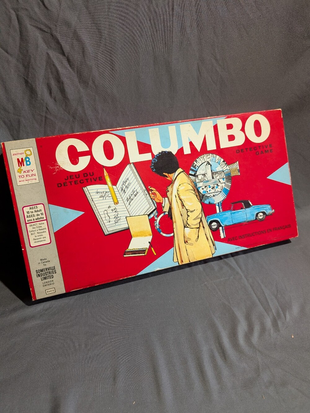 Columbo Detective Board Game Vtg 1974 Murder Mystery Bilingual (Missing 2 Cards)
